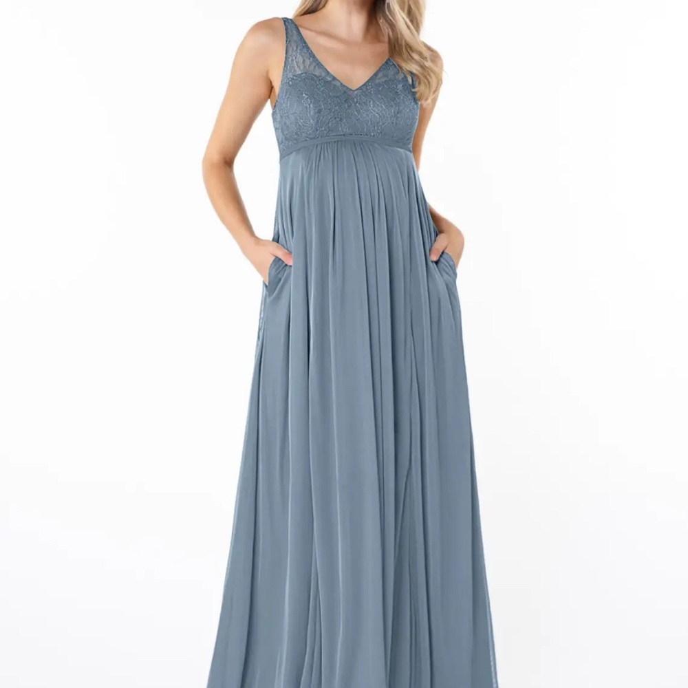 Azazie Andrea maternity Elegant Blue Maxi Dress mist